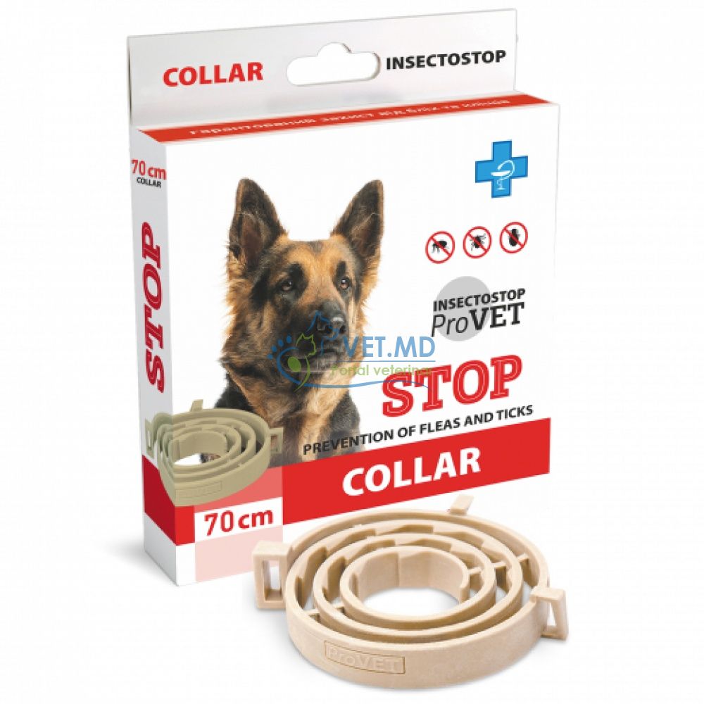 Zgardă Insectostop împotriva puricilor și căpușelor pentru pisici și câini de talie mică, 70 cm